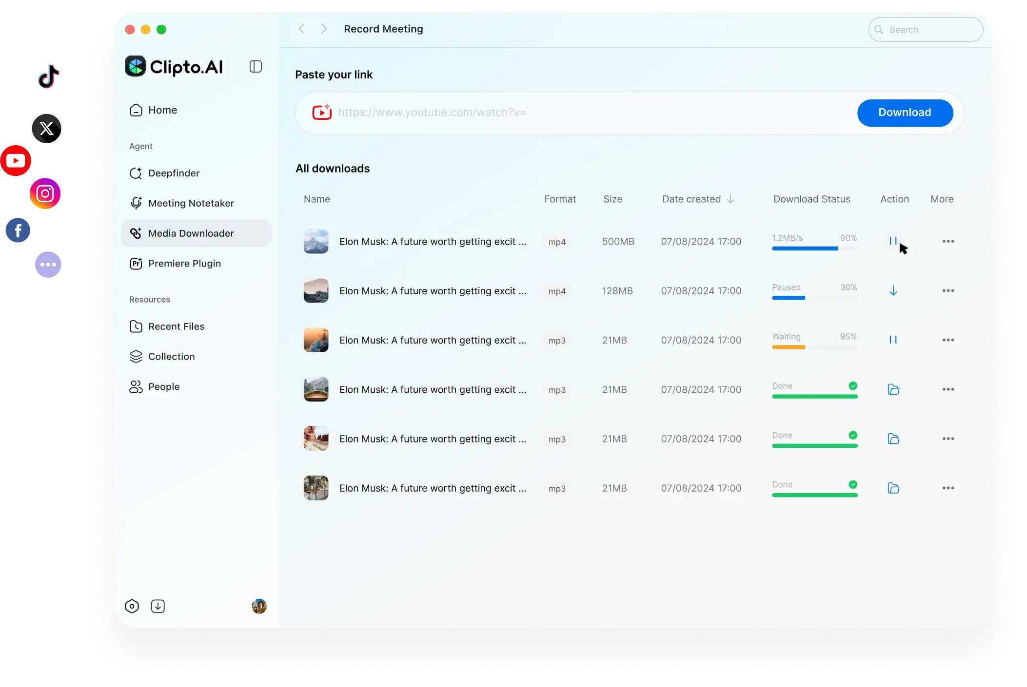 Media downloader workspace