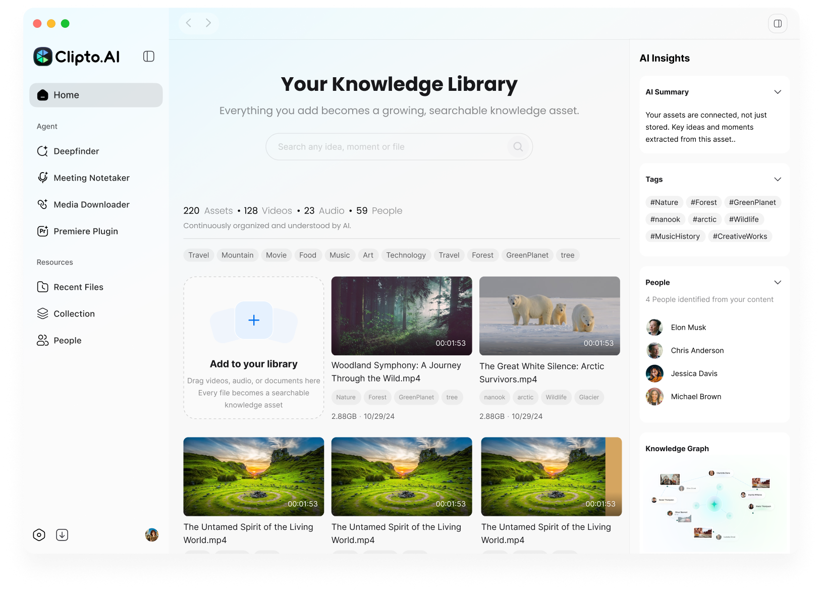 Clipto media asset library interface