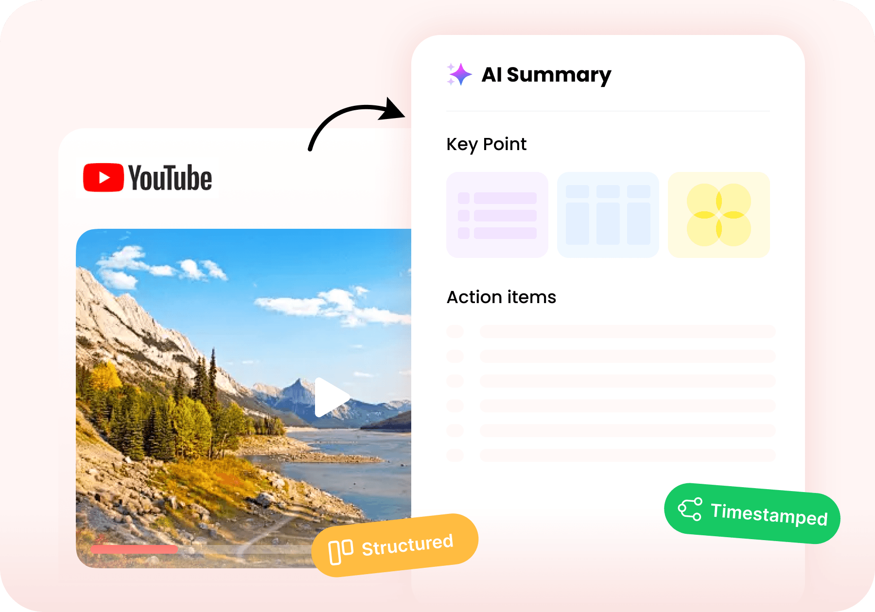 Structured AI video summaries interface